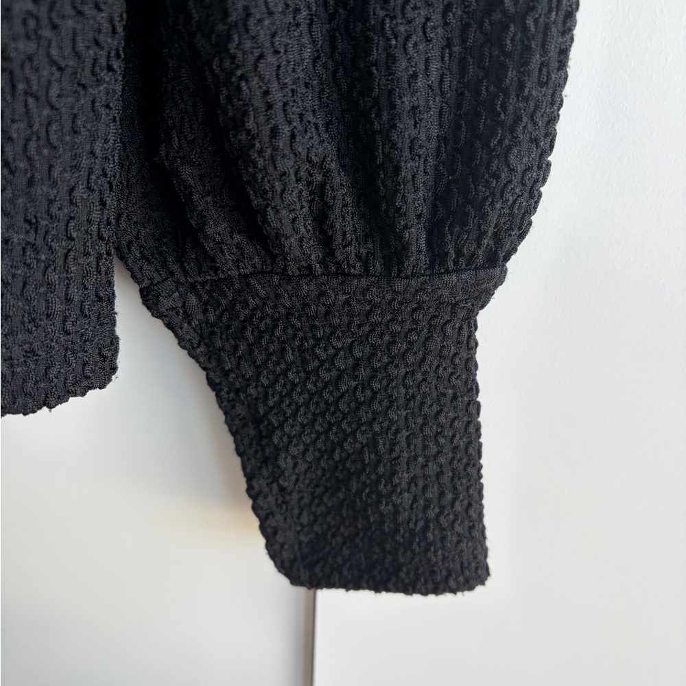 Mango Black Textured Blouse Size XS - Picture 3 of 6